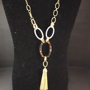 Talbot's Gold tone Necklace with white & tortoise